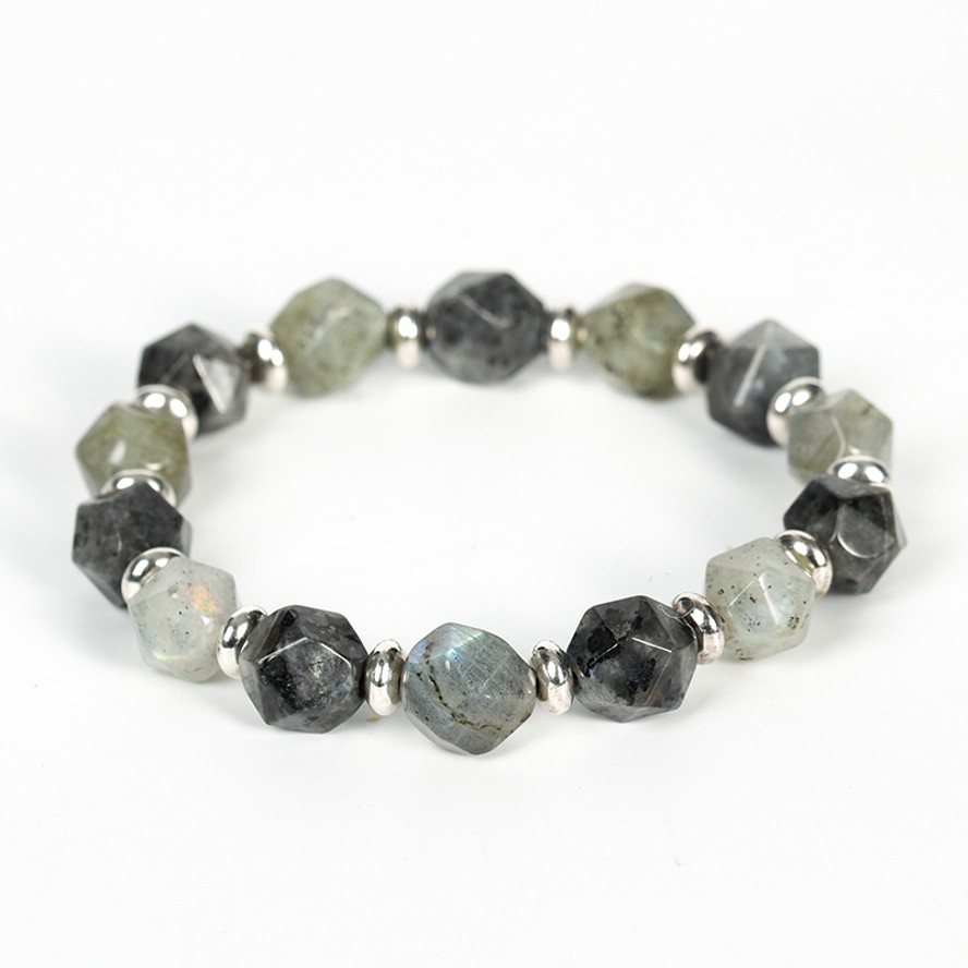 Faceted Bead Crystal Natural Stone Bracelet